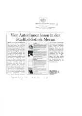 Vier AutorInnen lesen in der Stadtbibliothek Meran