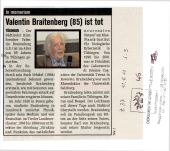 Valentin Braitenberg (85) ist tot