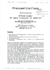 Alfred Gruber 30 Jahre Literatur in Südtirol