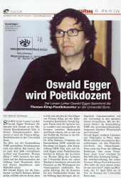 Oswald Egger wird Poetikdozent