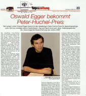 Oswald Egger bekommt Peter-Huchel-Preis