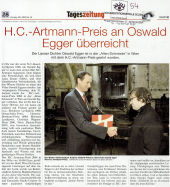 H.C.-Artmann-Preis an Oswald Egger überreicht