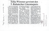 Erika Wimmer gewinnt den 5. Rubatscher-Literaturpreis