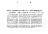 Was Zeitgenossen und Nachwelt über Hofer dachten: "Tirol 1809 in der Literatur"