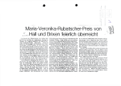Maria-Veronika-Rubatscher-Preis von Hall und Brixen feierlich überreicht