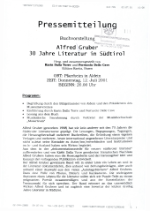 Alfred Gruber 30 Jahre Literatur in Südtirol