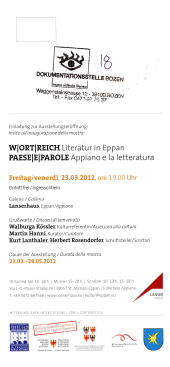 W|ORT|REICH Literatur in Eppan#PAESE|E|PAROLE Appiano e la letteratura