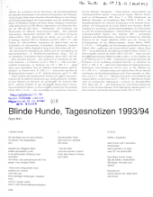 Blinde Hunde, Tagesnotizen 1993/94