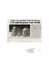 i 95 anni del poeta Toni Ortelli