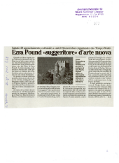 Ezra Pound "Suggeritore" d´arte nuova