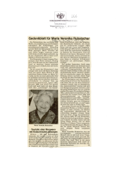 Gedenkblatt für Maria Veronika Rubatscher