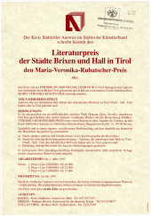 Literaturpreis der Städte Brixen und Hall in Tirol