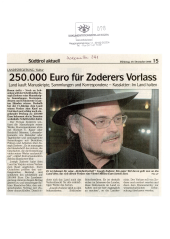 250.000 Euro für Zoderers Vorlass