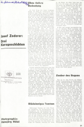 Joseph Zoderer: Drei Kurzgeschichten
