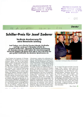Schiller-Preis für Joseph Zoderer