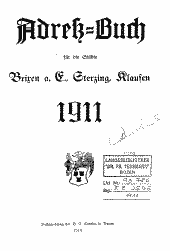 Adressbuch für die Städte Brixen a. E., Sterzing, Klausen 