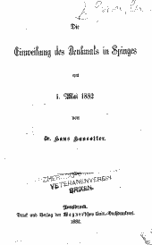 Die Einweihung des Denkmals in Spinges am 1. Mai 1882