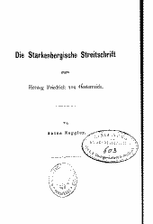 Die Starkenbergische Streitschrift gegen Herzog Friedrich von Österreich