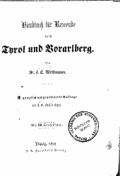 Handbuch für Reisende durch Tyrol und Vorarlberg