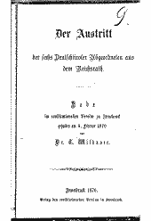 Der Austritt der sechs Deutschtiroler Abgeordneten aus dem Reichsrath 