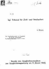 Bericht des Ausgleichverwalters zur Ausgleichstagsatzung am 8. Jänner 1922 