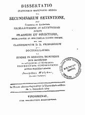 Dissertatio inauguralis obstetricio-medica de secudinarum retentione