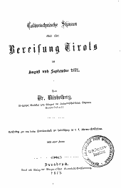 Culturtechnische Skizzen über eine Bereisung Tirols im August und September 1871