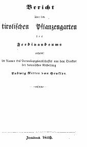 Bericht über den tirolischen Pflanzengarten des Ferdinandeums