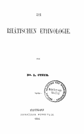 Zur rhätischen Ethnologie