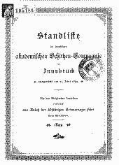 Standliste der freiwilligen akademischen Schützen-Compagnie von Innsbruck, ausgerückt am 21. Juni 1859 