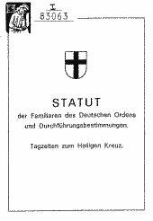 Statut der Familiaren des Deutschen Ordens und Durchführungsbestimmungen
