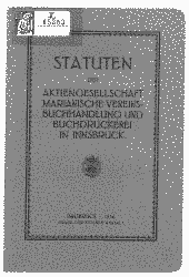 Statuten der Aktiengesellschaft Marianische Vereins-Buchhandlung in Innsbruck