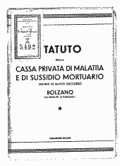 Statuto della Cassa Privata di Malattia e di Sussidio Mortuario, Società di Mutuo Soccorso, Bolzano 