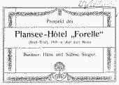 Prospekt des Plansee-Hotel "Forelle", Nordtirol