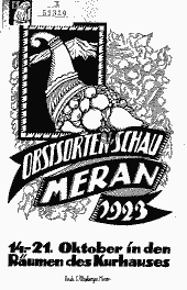 Obstsortenschau für den Bezirk Meran vom 14. bis 21. Oktober 1923 im Kleinen Saal des Kurhauses