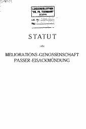 Statut der Meliorations-Genossenschaft Passer-Eisackmündung