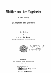 Walther von der Vogelweide in seiner Stellung zu Kaisertum und Hierarchie 