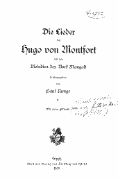 Die Lieder des Hugo von Montfort 