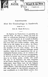 Comitebericht über die Cloakenfrage in Innsbruck