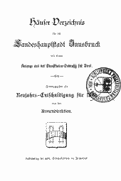 Häuser-Verzeichnis für die Landeshauptstadt Innsbruck 