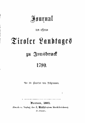 Journal des offenen Tiroler Landtages zu Innsbruck 1790 