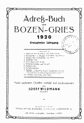 Adress-Buch der Stadt Bozen und der Marktgemeinde Gries