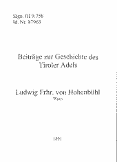 Beiträge zur Geschichte des Tiroler Adels