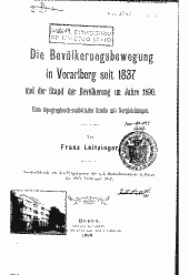 Die Bevölkerungsbewegung in Vorarlberg seit 1837 und der Stand der Bevölkerung im Jahre 1890 