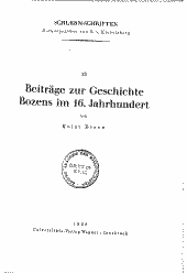 Beiträge zur Geschichte Bozens im 16. Jahrhundert