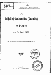 Der katholisch-konservative Parteitag in Sterzing am 18. April 1903