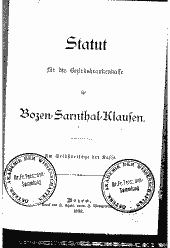 Statut für die Bezirkskrankenkasse in Bozen, Sarnthal, Klausen