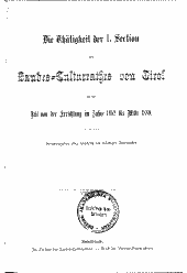 Die Thätigkeit der I. Section des Landes-Culturrathes von Tirol in der Zeit von der Errichtung im Jahre 1882 bis Mitte 1889